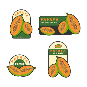 Papaya fruit sticker bundle for fresh organic agricultural product branding