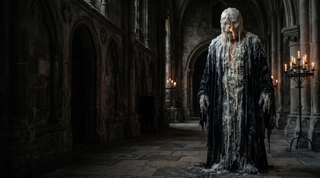 Melted wax entity in dark gothic environment