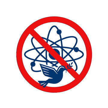 Peace Dove Over No Nuke Symbol Anti Nuclear War Icon