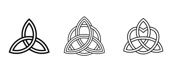 Fototapeta premium Celtic Knot Icons: A collection of three distinct Celtic knot designs. spiritual symbol, intricate pattern, traditional art, ancient design, graphic element.