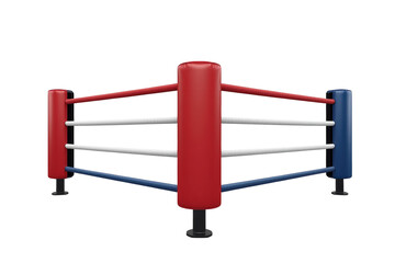 Fototapeta premium Red blue and white boxing ring with padded corners