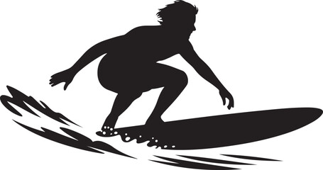 Naklejka premium Surfer silhouette riding a wave against a white background