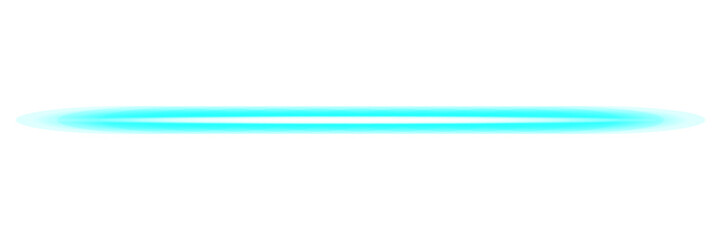 Obraz premium Neon cyan line vector illustration. Horizontal glowing light beam with bright flare and blue luminescence isolated on white background for futuristic tech layout or divider design asset.