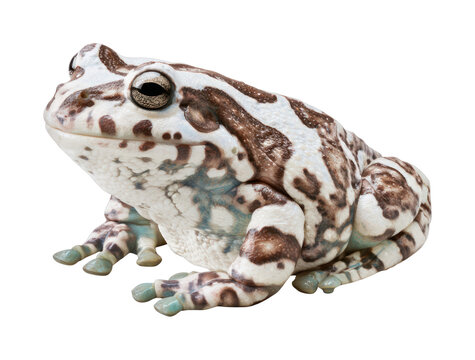 Spotted white and brown frog PNG on transparent background, isolated
