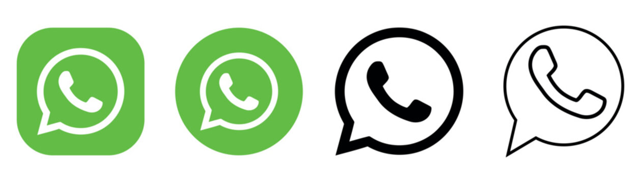 whatsapp icons set. Social media chat symbol vector graphic for messaging app, customer support, contact us, feedback, online communication interface design.