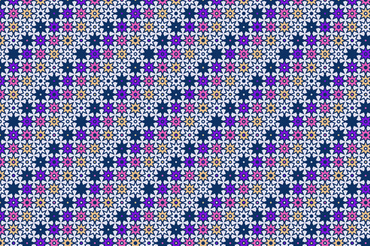 Geometric purple and blue mosaic tile pattern