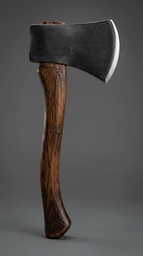 Handcrafted Wood Hand Axe on Studio Background