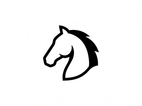 Black silhouette icon of a horse head profile on white background with wildlife