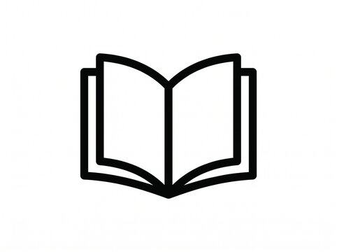 Black outline icon of an open book with pages for reading and education