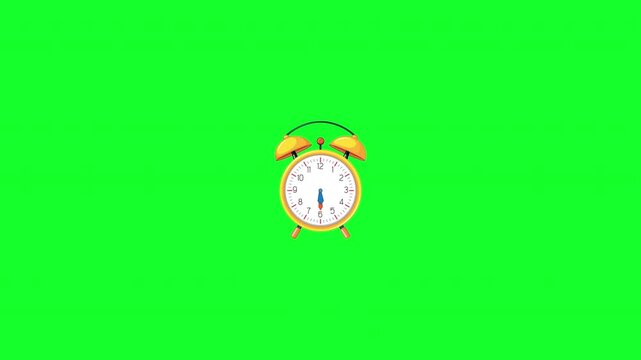 Clock spinning, watch animation on green background. Analog clock spinning animation. green screen video. 4K video