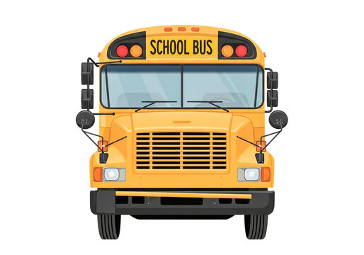 Front view of a classic yellow school bus