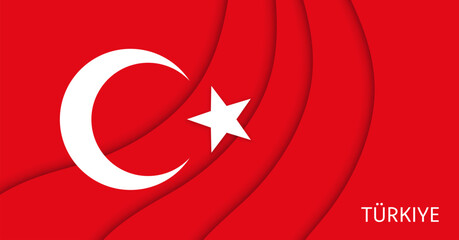 Obraz premium Paper cut flag of Turkey, 29 October Turkiye Republic Day national papercut banner. Modern paper cut banner with white crescent and star on red background. National flag of Turkey for holiday