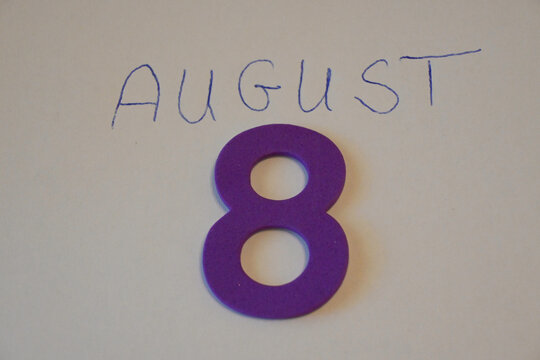 August 8 date concept with purple number eight
