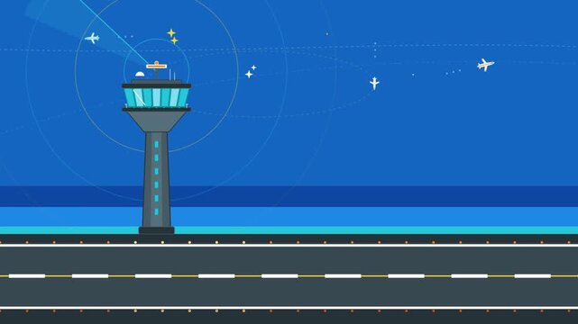 Minimalist Airport Control Tower Animation