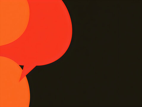 Abstract orange speech bubbles on a dark black background