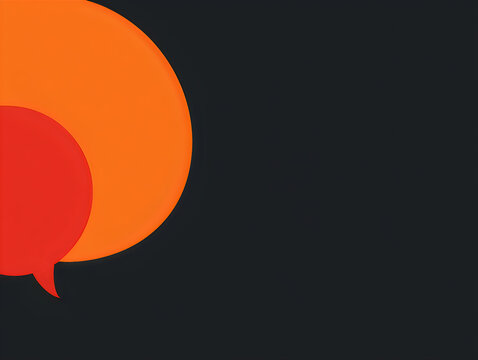 Abstract speech bubbles in orange and red colors on a dark grey background