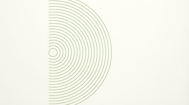 Half circle of thin green concentric lines on a light cream background.