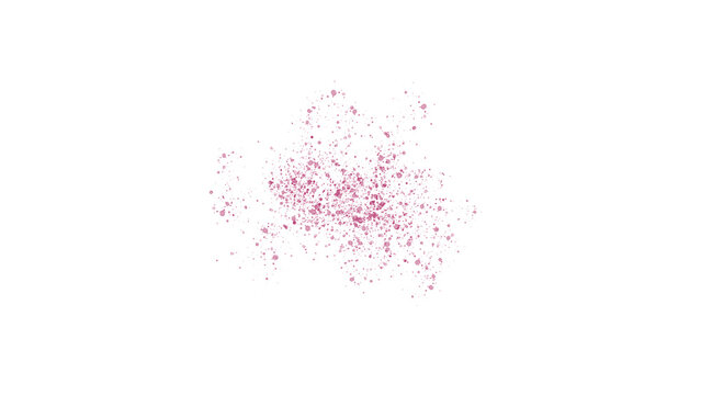 Pink glitter explosion on white background, sparkling magenta dust particles, vibrant shimmering powder burst for festive design