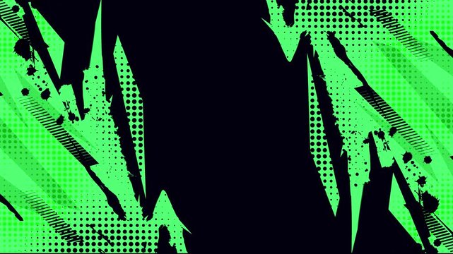 Abstract Green And Black Grunge Motion Background With Halftone Patterns. For Sport Event Background