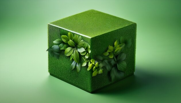 a green cube with greenery
