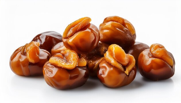 delicious turkish candied chestnuts isolated on white background