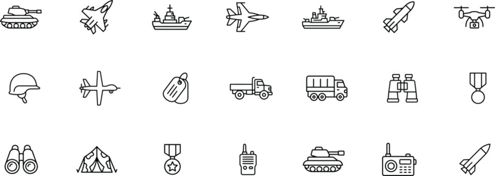 Travel and Transportation Outline Icons for Apps, Websites, Tourism, Maps and Mobility Branding