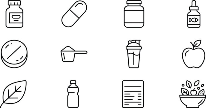 Wellness and Natural Care Outline Icons for Apps, Websites, Packaging, Branding and Health Design