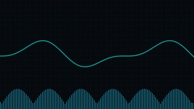 Waveform and sound wave pattern on a dark background