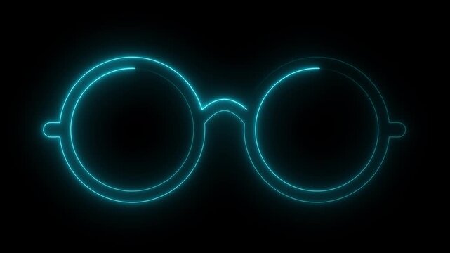 Retro eye glasses neon icon. glow light motion