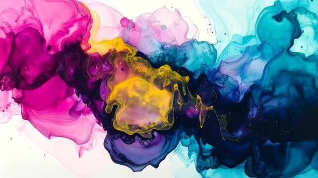 Watercolor Cmyk Watercolor Abstract Fluid Art Background With Vibrant Magenta Yellow And Cyan Cmyk Ink Flows