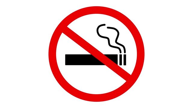 No smoking sign. Motion graphics of red sign