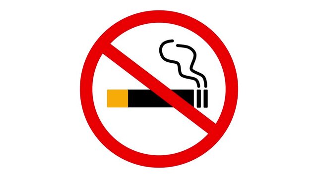 No smoking sign. Motion graphics of red sign