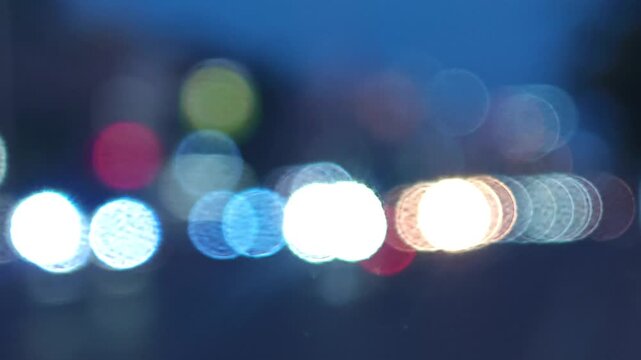 Abstract City Lights Glowing in Night Urban Environment Defocused Bokeh Background for Commercial Design