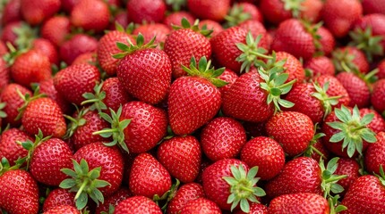 Fresh sweet red ripe strawberries close up, healthy organic summer berry fruit © nshhhh