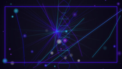 Fototapeta premium Space network with blue cosmic connections and nodes