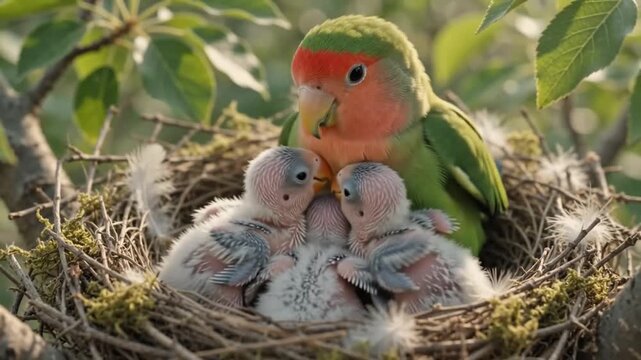 A nurturing mother lovebird caring for her chicks in a nest AIzaSyAwyVgEvP5da-2JkZi2lUjOIXkrlyqbm94 yy (19)