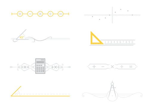 A set of math themed divider lines
