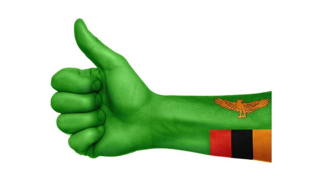Republic of Zambia national flag isolated on white background. 
