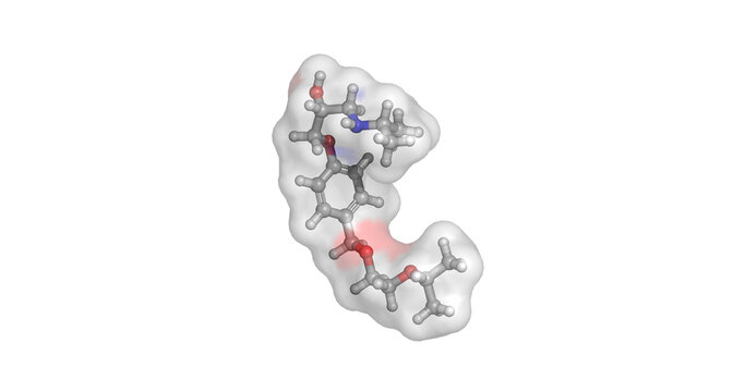 Bisoprolol, highly selective beta-1 adrenergic receptor blocker used in the management of hypertension, angina, and chronic heart failure, 3D molecule 4K