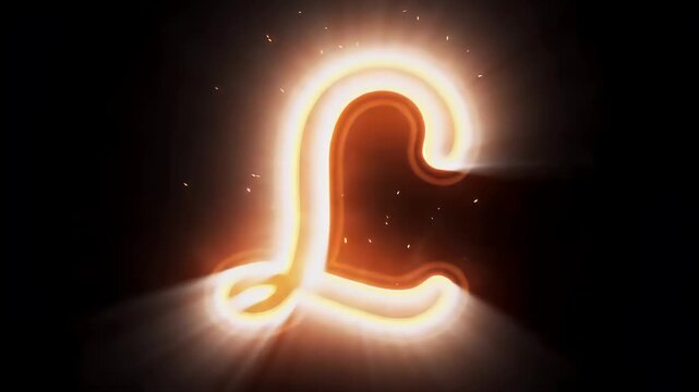 Glowing Neon Script Letter L Animation With Moving Light Spark On Black Background