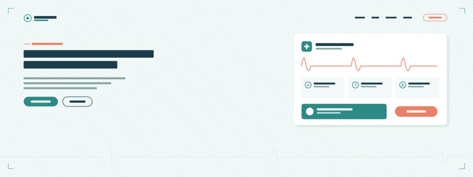 Medical clinic website banner template with cross icon pulse line appointment card doctor booking and placeholder text layout, healthcare hero vector design