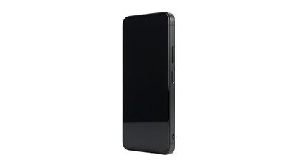 Black smartphone with empty dark screen standing upright © Mustafa Stock