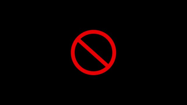 Prohibition, forbidden, or no entry sing red circle and line symbol icon animation. motion  graphics 4 k animation 
