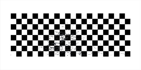 Fototapeta premium Dynamic black and white checkered racing texture with distressed grunge effects. Ideal for car racing, motocross, speedway, motorsport posters, event banners, stickers, apparel, and digital graphics.