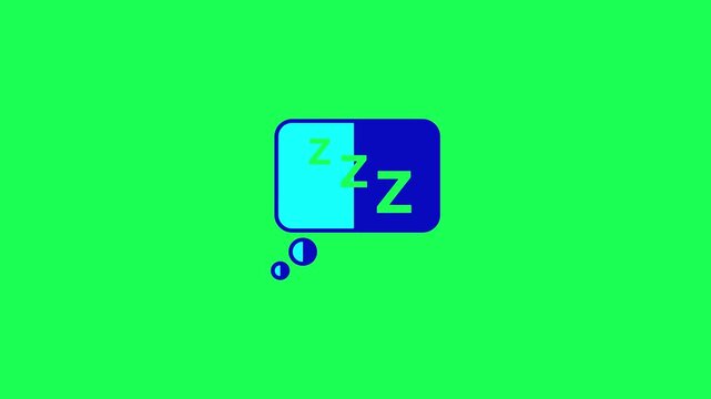 Minimalist speech bubble icon representing sleep and dreaming on green