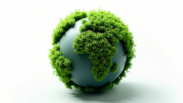 Seedlings Forming Earth Continents Bright White Background