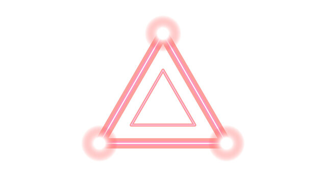Glowing red neon triangle design with circular highlights for intense and powerful graphic visual projects