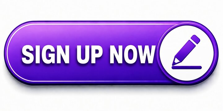 Modern purple sign up button with pen icon