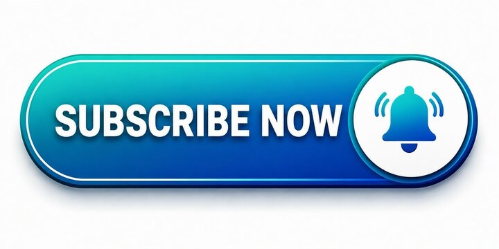 Modern subscribe now button with bell notification icon