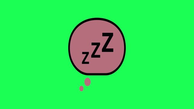 Sleeping thought bubble icon with zzz letters on green background